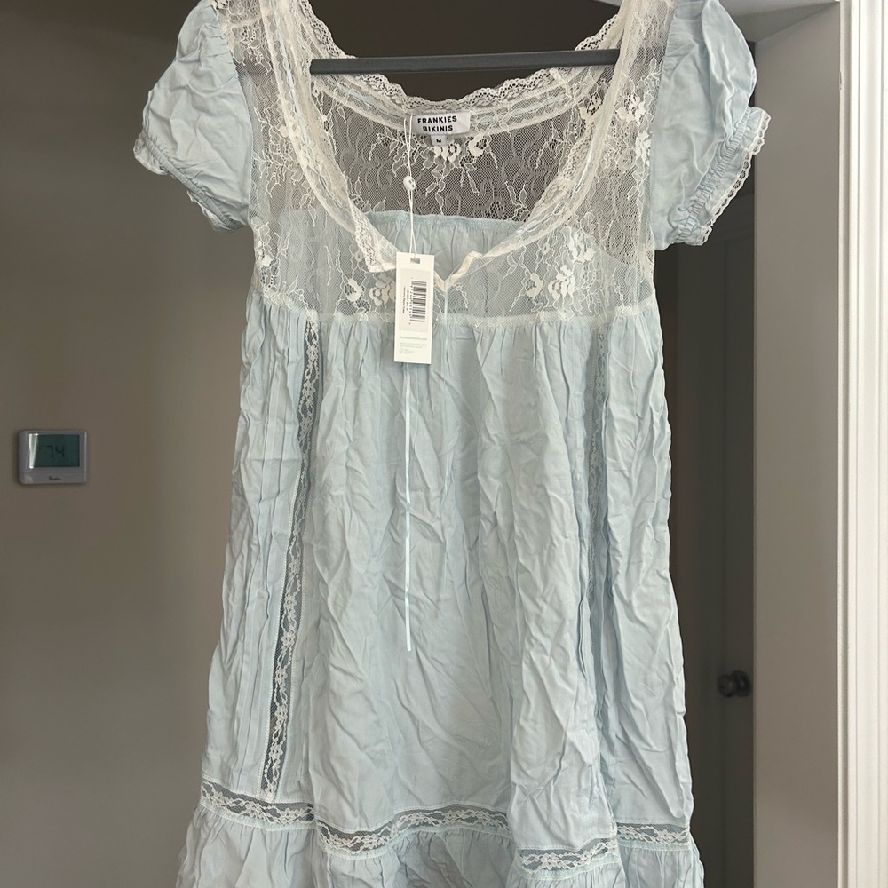 Frankie's Bikinis Light Blue Lace Chemise